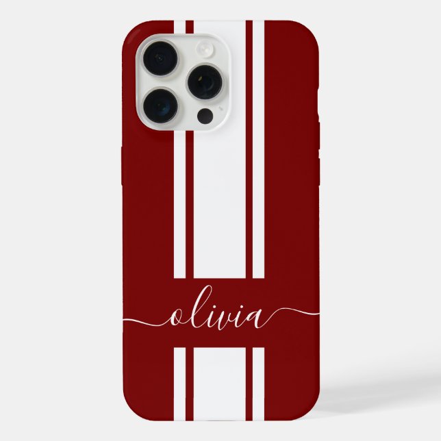 Modern Trendy Racing Stripes monogrammed  iPhone Case (Back)