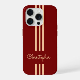 Modern Trendy Racing Stripes monogrammed iPhone 15 Pro Case