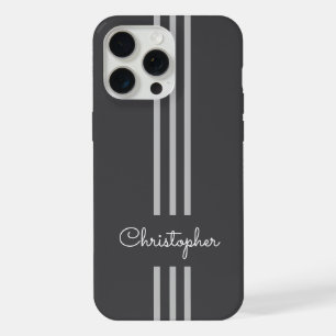 Modern Trendy Racing Stripes monogrammed iPhone 15 Pro Max Case