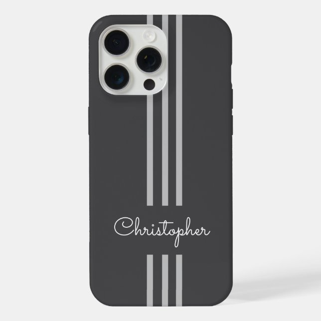 Modern Trendy Racing Stripes monogrammed  iPhone Case (Back)