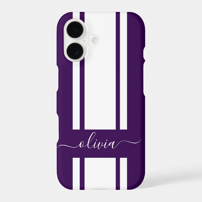 Modern Trendy Racing Stripes monogrammed  iPhone Case (Back)