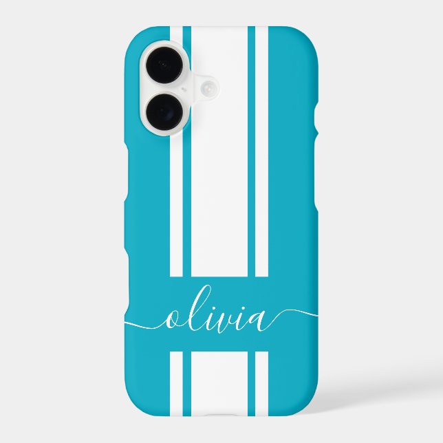 Modern Trendy Racing Stripes monogrammed  iPhone Case (Back)