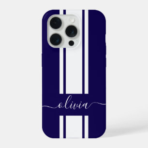 Modern Trendy Racing Stripes monogrammed  iPhone 15 Pro Case