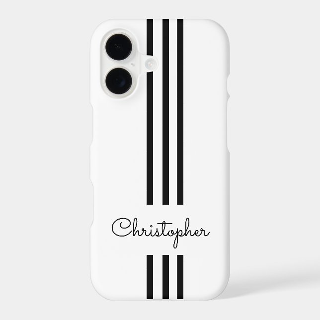 Modern Trendy Racing Stripes monogrammed  iPhone Case (Back)