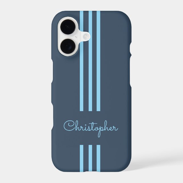Modern Trendy Racing Stripes monogrammed  iPhone Case (Back)