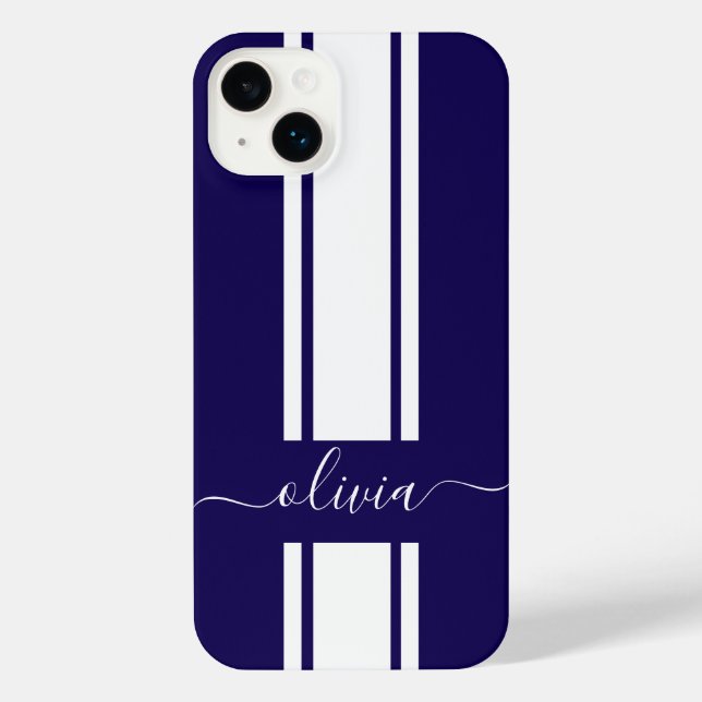 Modern Trendy Racing Stripes monogrammed  iPhone Case (Back)