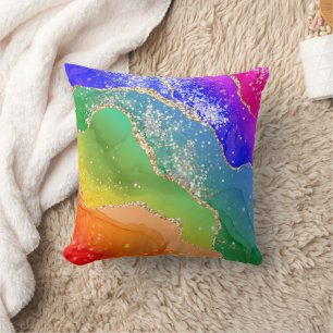 Modern Trendy Rainbow Glitter Cushion