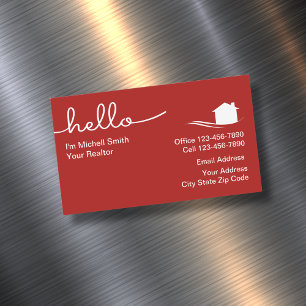 Modern Trendy Real Estate Agent Magnetic Business Card