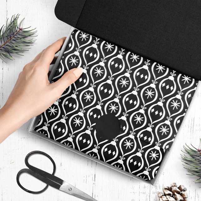 Modern Trendy Retro Black Holiday Ornament Pattern Tissue Paper (Creator Uploaded)