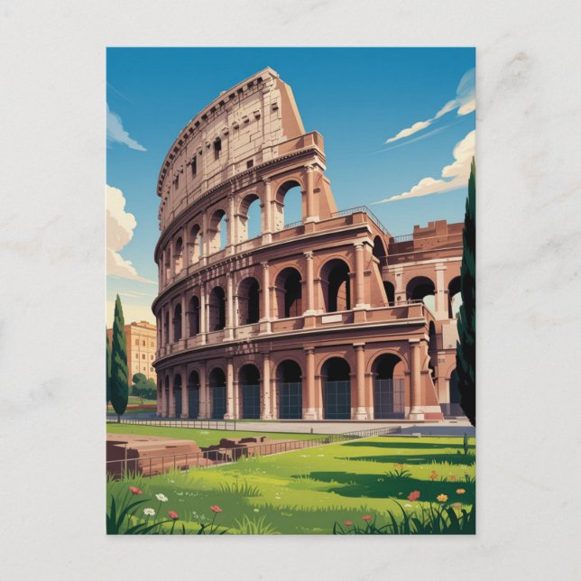 Modern Trendy Rome Italy Colosseum  Postcard (Front)