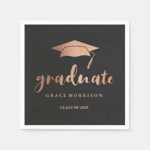 Modern & Trendy Rose Gold Personalised Graduation Napkin