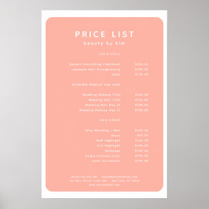 Modern, Trendy, Salon Price List Poster