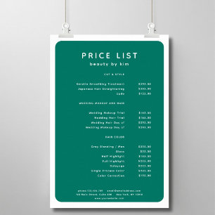 Modern, Trendy, Salon Price List Poster