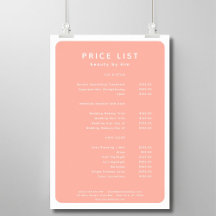 Modern, Trendy, Salon Price List Poster