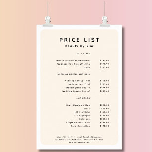 Modern, Trendy, Salon Price List Poster