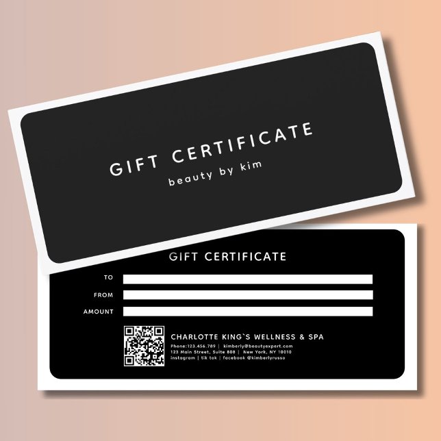 Modern Trendy Salon QR Code Gift Certificate (Modern Trendy Salon QR Code Custom Gift Certificate)