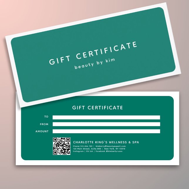 Modern Trendy Salon QR Code Gift Certificate (Modern Trendy Salon QR Code Custom Gift Certificate)