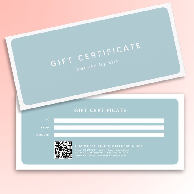 Modern Trendy Salon QR Code Gift Certificate (Modern Trendy Salon QR Code Custom Gift Certificate)