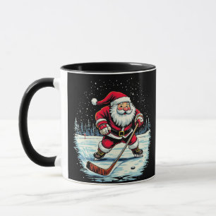 Modern Trendy Santa Playing Ice  Hockey Mug