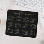 Modern Trendy Script Black Gold 2023 Calendar Mouse Mat<br><div class="desc">A trendy modern calligraphy script 2023 calendar mouse pad with gold lettering on a black background. You can even add more text or images,  customize background color.</div>