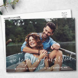 Modern Trendy Script Getting Married Save The Date Postcard<br><div class="desc">Modern Trendy Calligraphy Script Couple Photo Save The Date We're Getting Married Engagement Announcement Postcard</div>