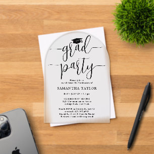 Modern Trendy Script Graduation Party Translucent  Acrylic Invitations