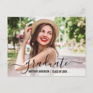 Modern Trendy Script Graduation Photo Announcement