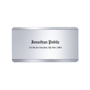 Modern Trendy Script Text Glamourous Silver Addres Label