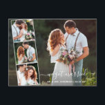 Modern Trendy Script We Got Married 4 Photo Postcard<br><div class="desc">Modern Trendy Script Wedding 4 Photo We Got Married Announcement Postcard</div>