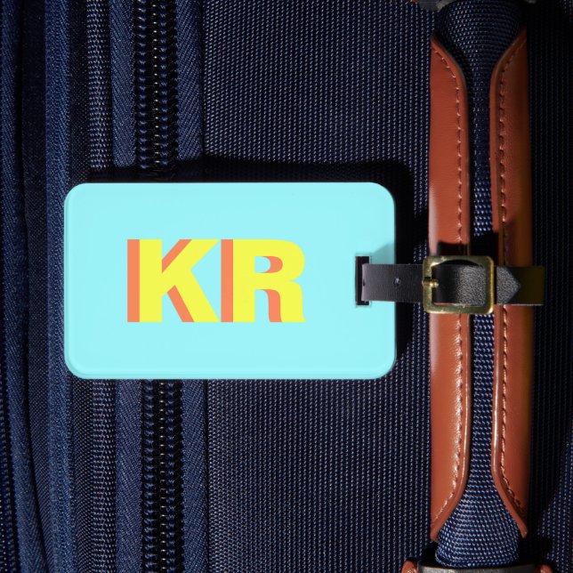Modern Trendy Shadow Monogram Personalised Luggage Tag (Front Insitu 4)