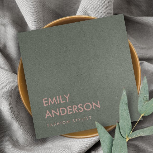 MODERN TRENDY SIMPLE MINIMAL FAUX DARK SILVER GREY SQUARE BUSINESS CARD (Creator Uploaded)