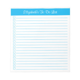 Modern Trendy Sky Blue One Column Checklist Notepad