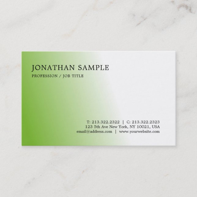 Modern Trendy Smooth Professional Template Green Business Card (Front)