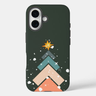 Modern Trendy Snow Christmas Tree iPhone 16 Case
