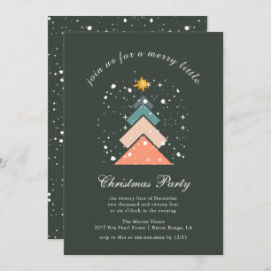 Modern Trendy Snow Christmas Tree  Holiday Card