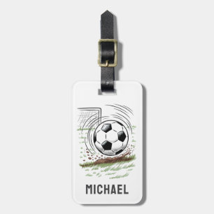 Modern Trendy Soccer Ball Football Personalised    Luggage Tag