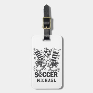 Modern Trendy Soccer Ball Football Personalised Luggage Tag