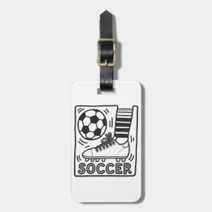 Modern Trendy Soccer Ball Football Personalised Luggage Tag