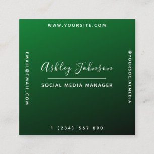 Modern Trendy Social Media Green Ombre Gradient Square Business Card