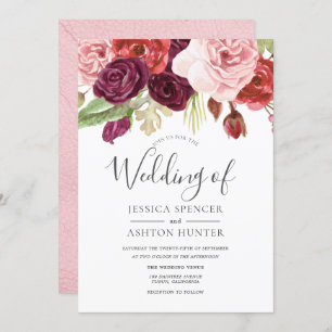Modern Trendy Spring Autumn Floral Wedding Invite