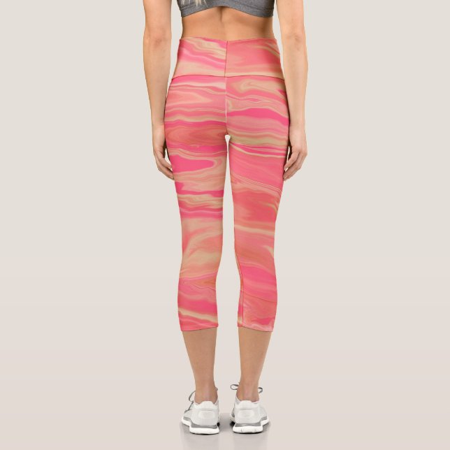  Modern Trendy Style Yellow & Pink Capri Leggings (Back)