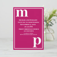 Modern Trendy Stylish Monogram Magenta Wedding