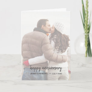 Modern Trendy Stylish Script Photo Anniversary Card