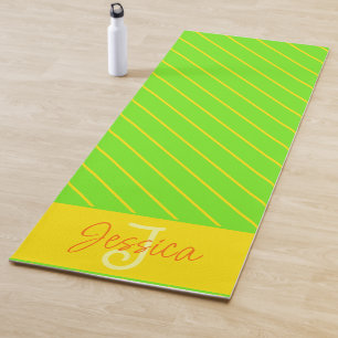 Modern Trendy Stylish Stripes Monogrammed Monogram Yoga Mat