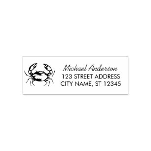 Modern Trendy Summer Crab Nautical Return Address  Self-inking Stamp