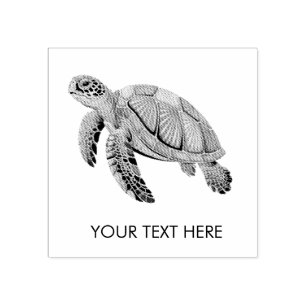 Modern Trendy Summer Sea Turtle Ocean Nautical     Rubber Stamp