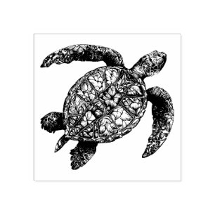 Modern Trendy Summer Sea Turtle Ocean Nautical     Rubber Stamp