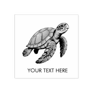 Modern Trendy Summer Sea Turtle Ocean Nautical     Rubber Stamp