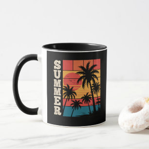 Modern Trendy Summer Sunset Beach Palm Tree        Mug