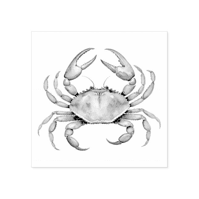 Modern Trendy Summer Trendy Seafood Crab Nautical Rubber Stamp (Imprint)